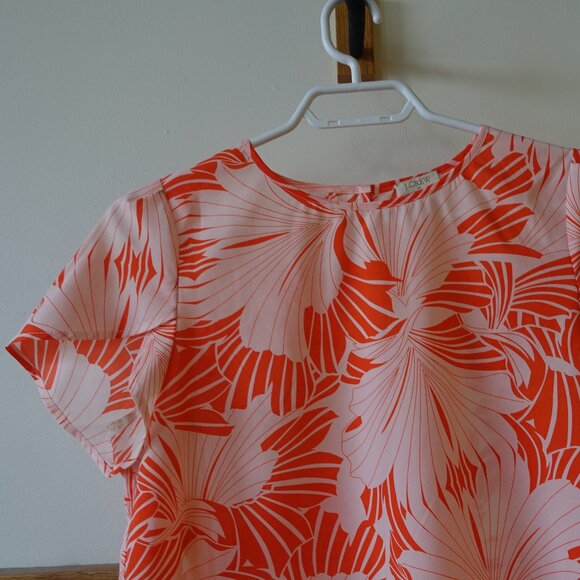 J.Crew Factory orange pink neon floral tulip flutter sleeve top XS 2 - Picture 11 of 14